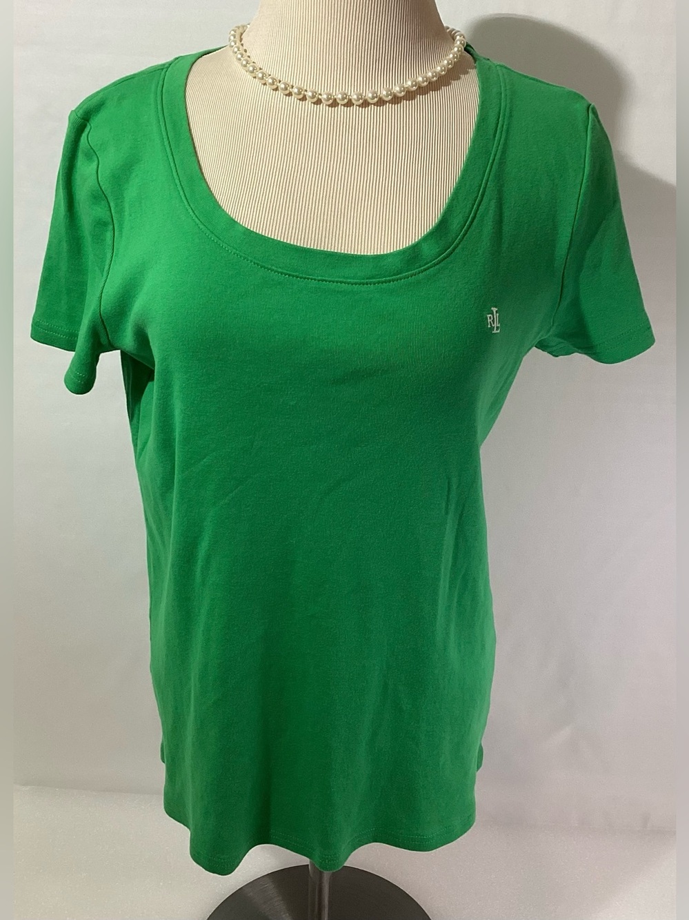 Lauren Ralph Lauren Woman’s Top Size XL Color Green Logo Short Sleeve Pullover